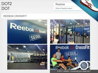 Reebok
                  What is Reebok today?



REEBOK CROSSFIT




                    © 2011 dot2dot – connecting your ideas into 1
 