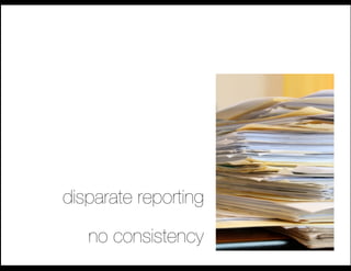 disparate reporting!

   no consistency
 