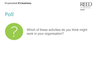 Poll	
  
Which of these activities do you think might
work in your organisation?

 