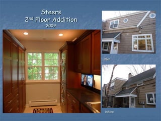 Steers
2nd Floor Addition
       2009




                     after




                      before
 