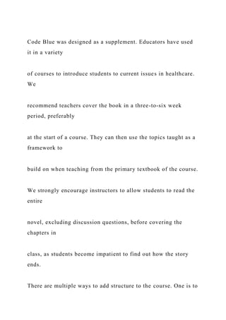 Reed Code Blue Health Care Science edition 8thChaps 1,2, and 3.docx