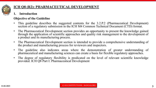 ICH Q8 guideliness CADD.pptx | Pharmaceutical Industry | Industries