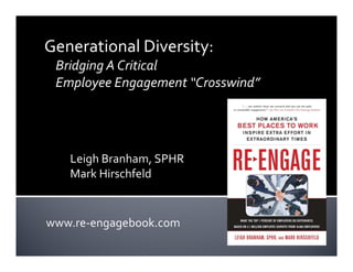 Generational Diversity:
 Bridging A Critical
 Employee Engagement “Crosswind”




   Leigh Branham, SPHR
   Mark Hirschfeld


www.re-engagebook.com
 