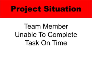 Project Situation
Team Member
Unable To Complete
Task On Time
 