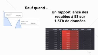 16
Un rapport lance des
requêtes à 8$ sur
1,5Tb de données
Sauf quand …
 