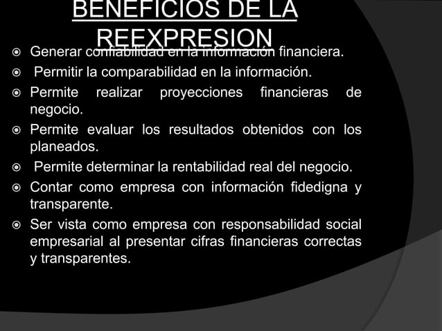 Reexpresion de los estados financieros | PPT