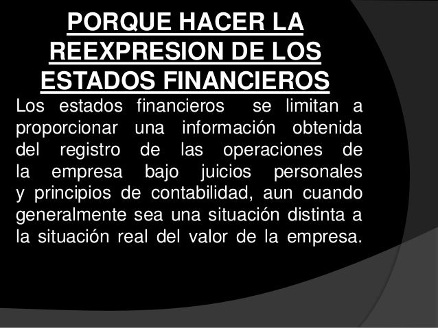 Reexpresion de los estados financieros