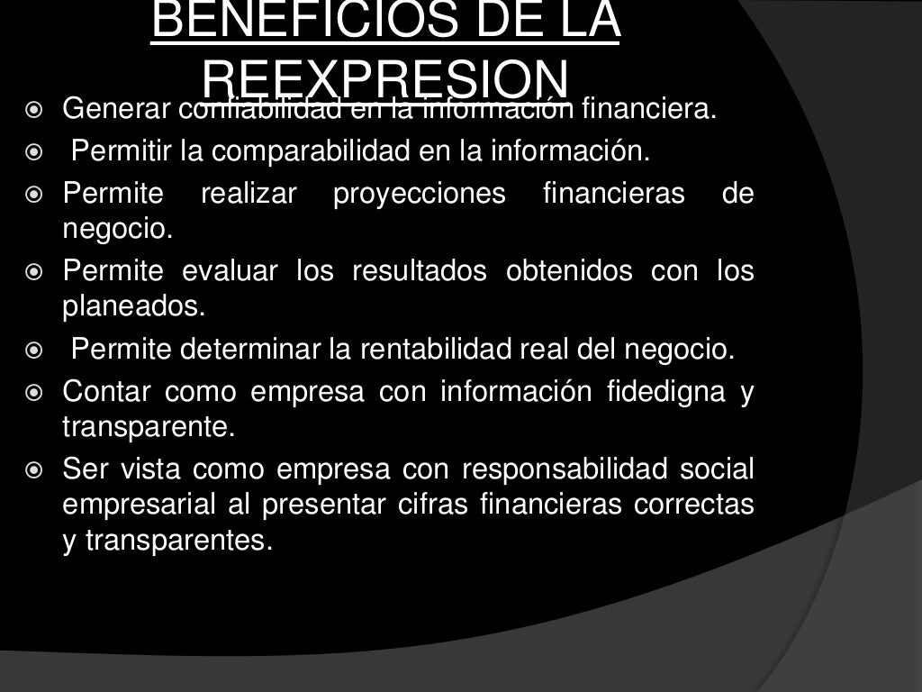 Reexpresion de los estados financieros