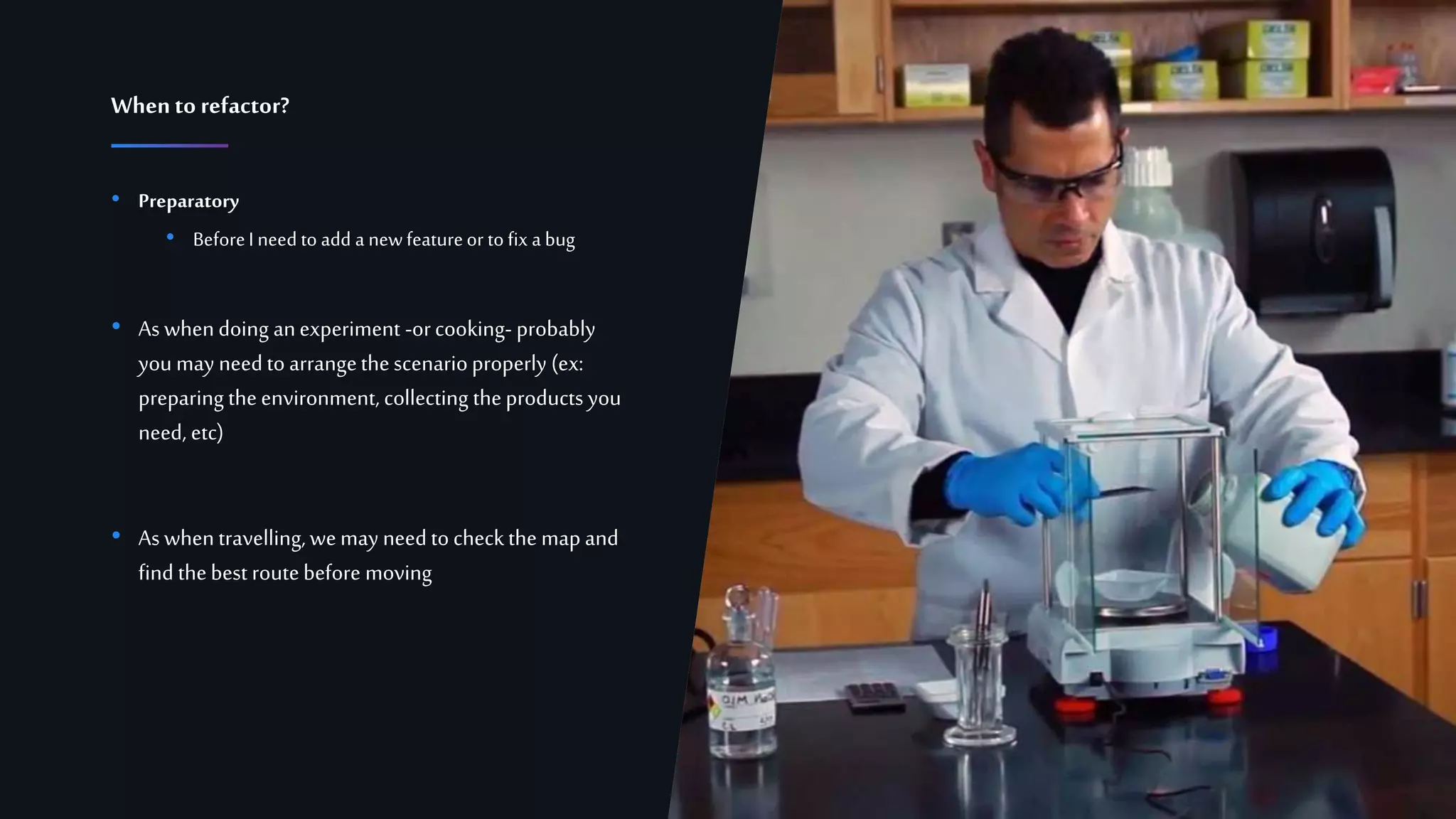 9Confidential
• Preparatory
• BeforeI need to add a newfeatureor to fix a bug
• As whendoing anexperiment -orcooking- probably
you may needto arrangethescenarioproperly (ex:
preparing theenvironment, collecting theproducts you
need, etc)
• As whentravelling,wemay needto checkthe map and
find thebest routebefore moving
Whento refactor?
 