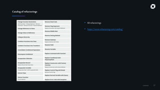 Confidential 17
Catalogofrefactorings
• 60refactorings
• https://www.refactoring.com/catalog/
 