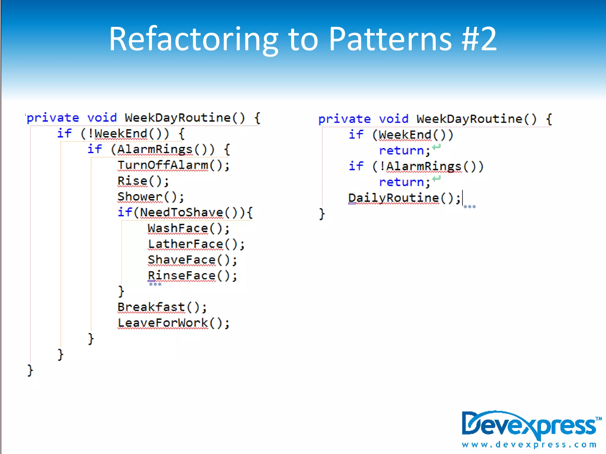 Can Tooling Help me?Yes, in the following waysRefactoring can be repetitiveRepetitive tasks bore humansResulting in mistakesSolutions can contain many projectsMany classes with many projects can contain the same method callsThis makes them hard to find and easy to missTools can suggest refactors that you might not know exist.