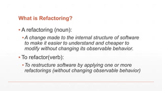 "Technical debt ..[is]... the implied cost of
additional rework caused by choosing an easy
solution now instead of using a better approach
that would take longer".
- Wikipedia
 