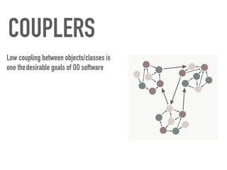 COUPLERS
Low coupling between objects/classes is
one thedesirable goals of OO software
 