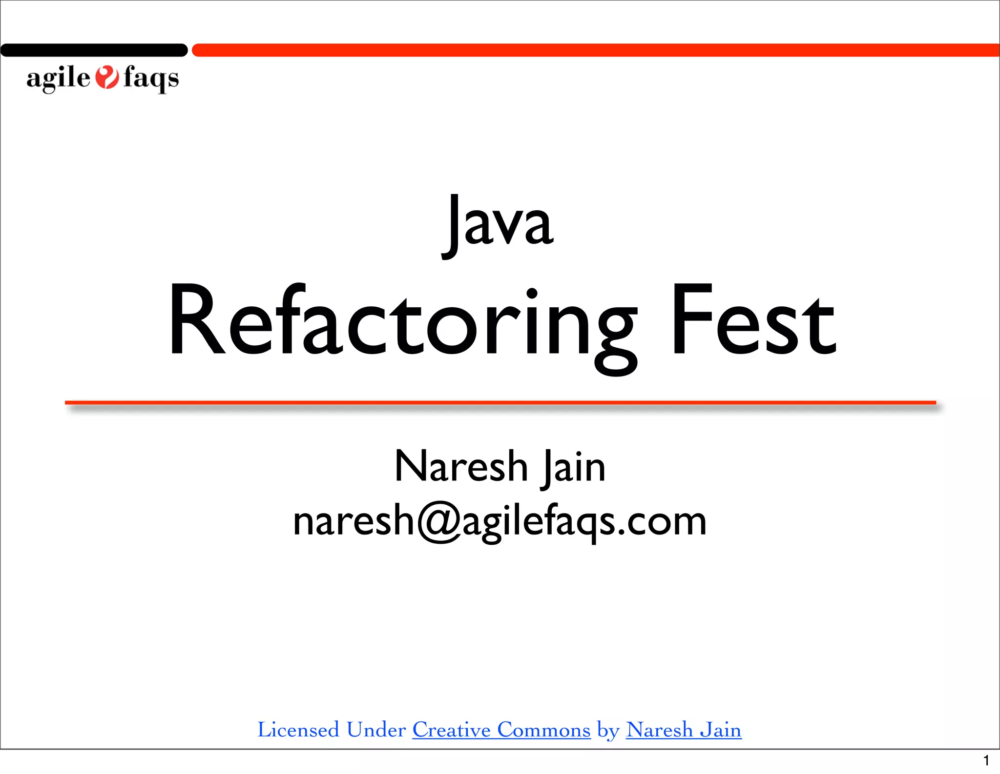 Refactoring Fest