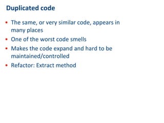 Refactoring and code smells | PPTX
