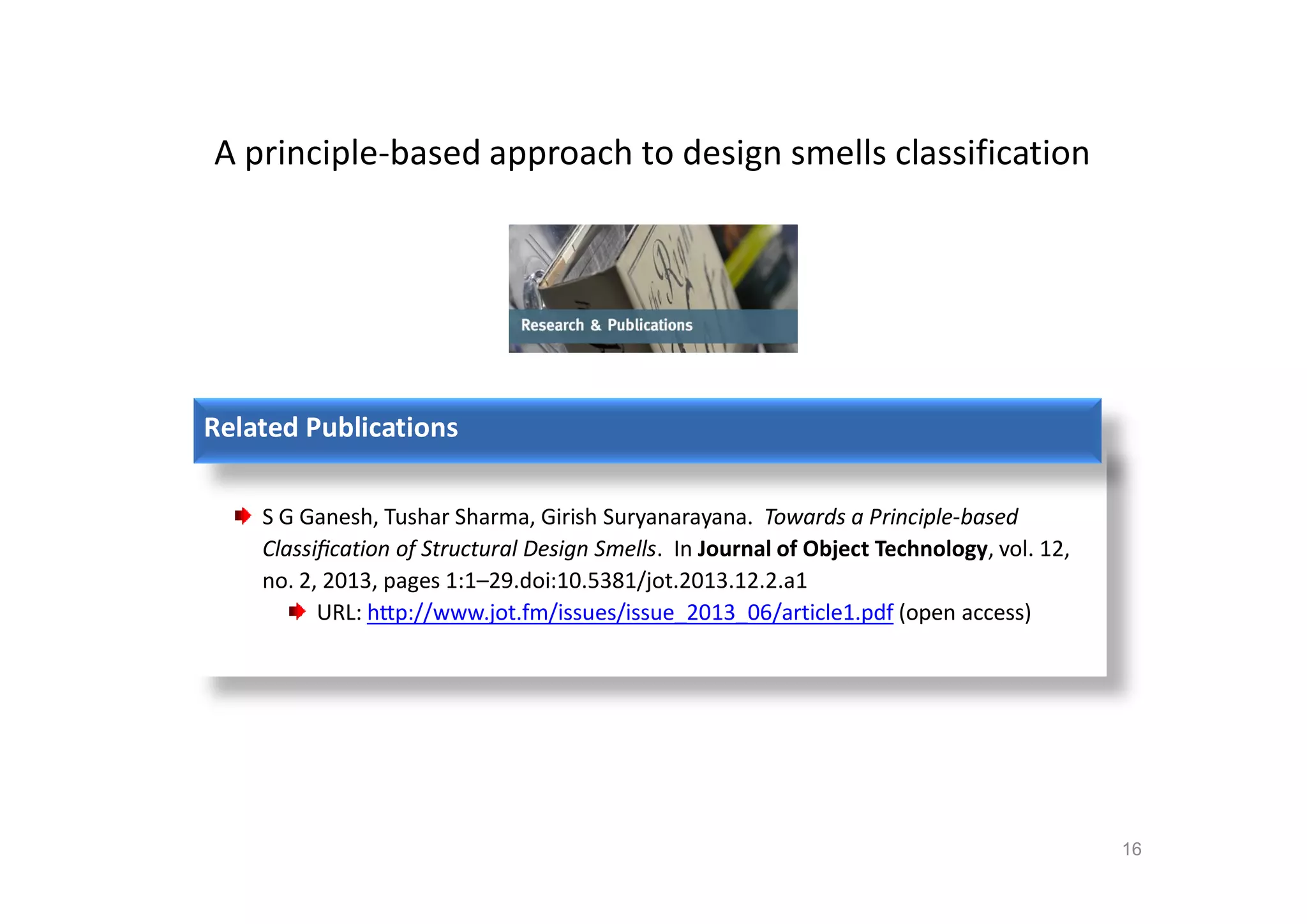 Refactoring for Design Smells - ICSE 2014 Tutorial | PPT