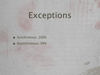 Exceptions

• Synchronous: 100%
• Asynchronous: 99%
 