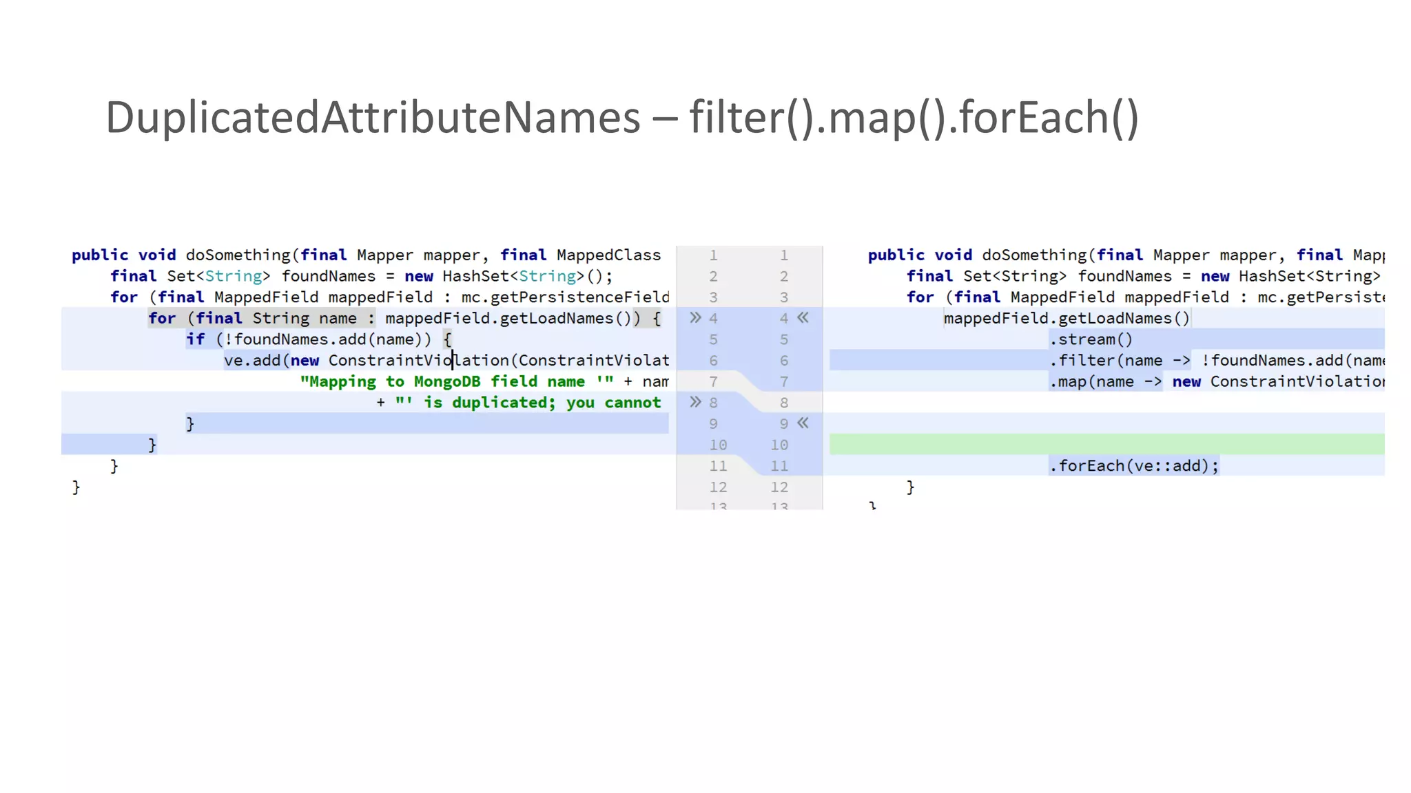 DuplicatedAttributeNames – filter().map().forEach()
 
