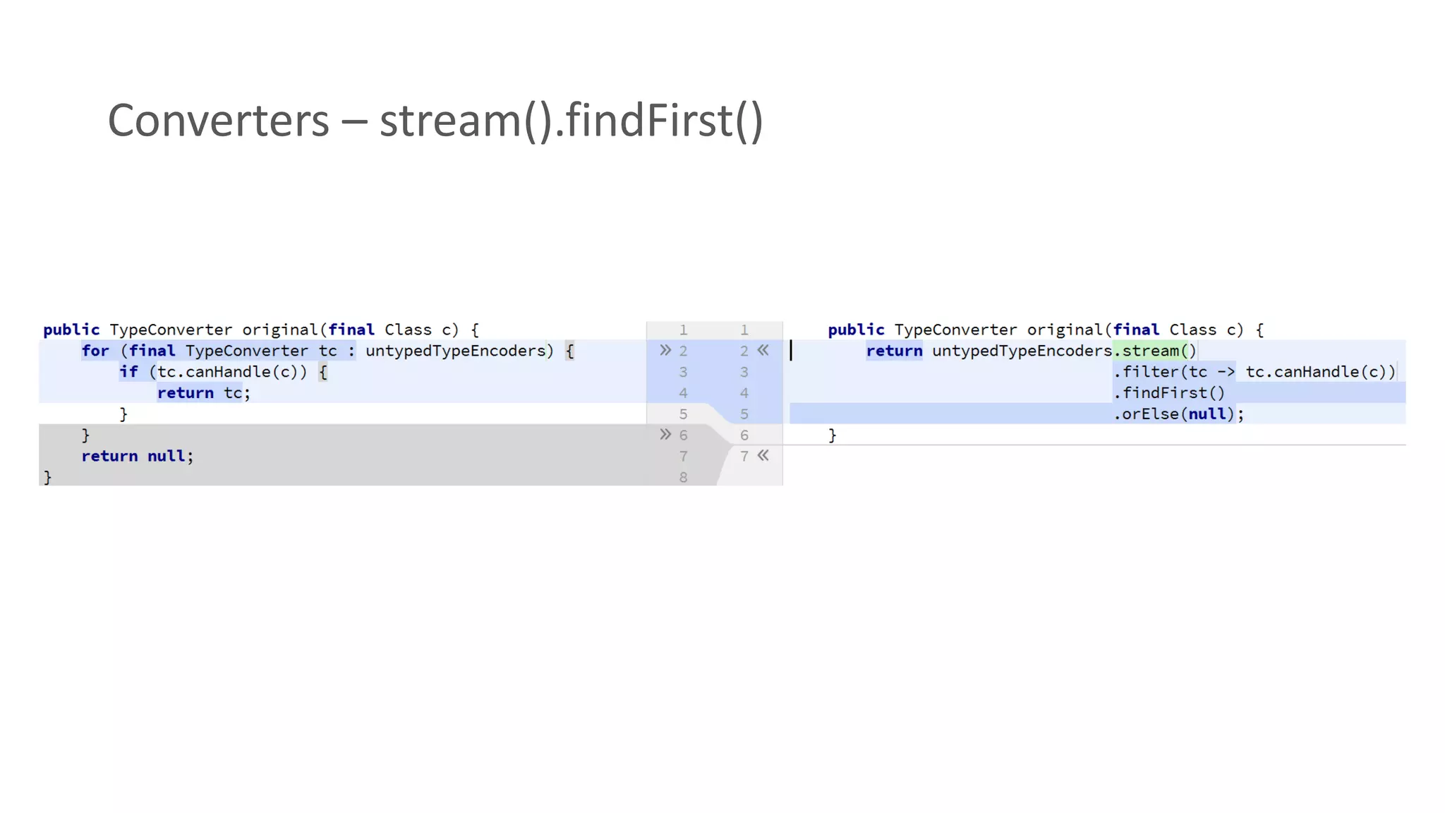 Converters – stream().findFirst()
 