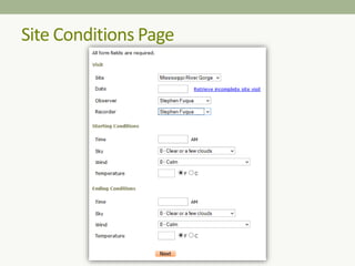 Site Conditions Page
 