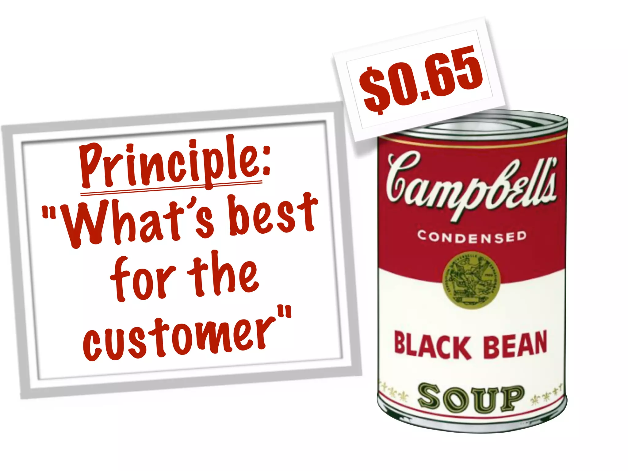 $0.65
Principle:
"What’s best
for the
customer"
 
