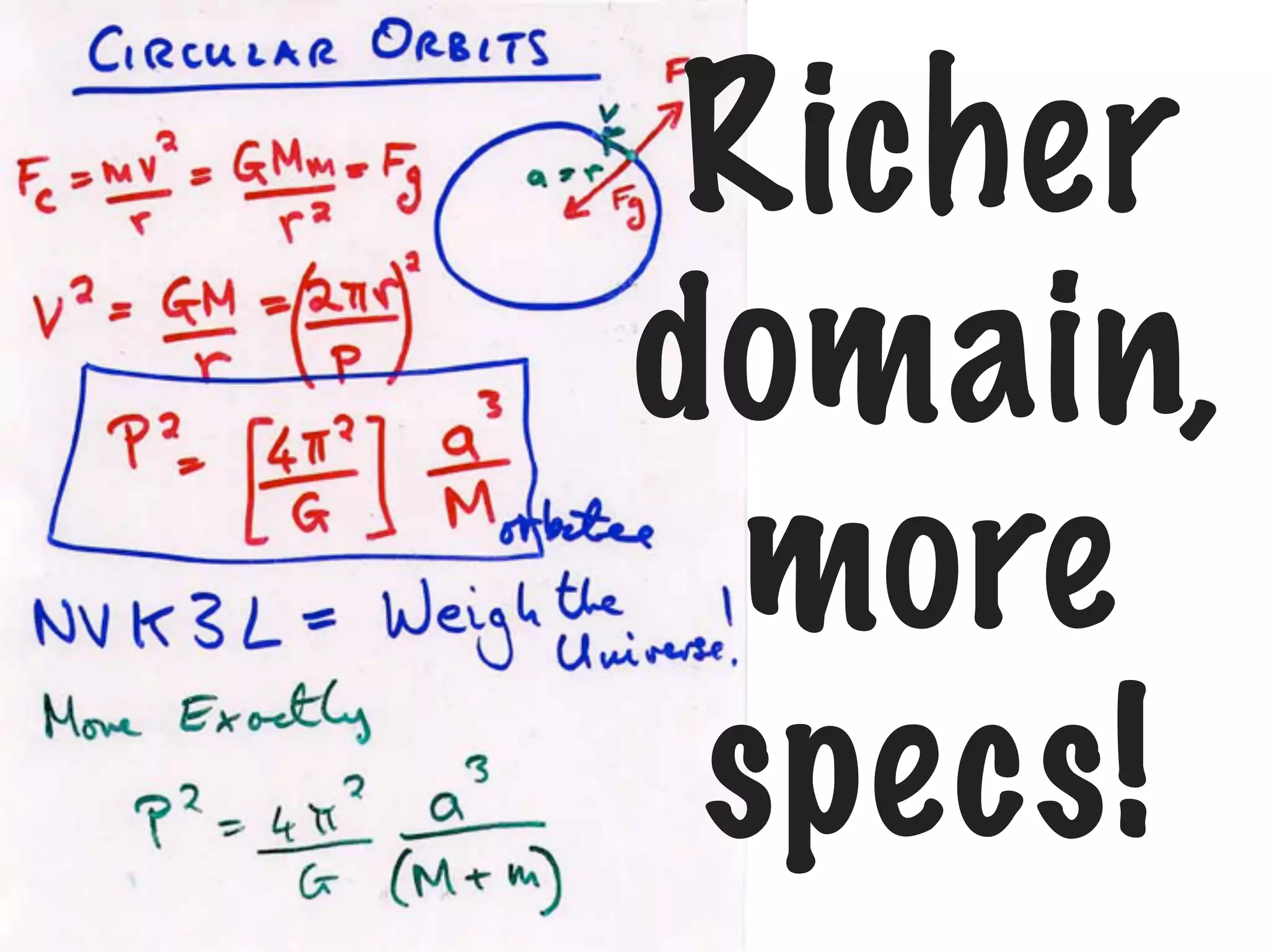 Richer
domain,
more
specs!

 