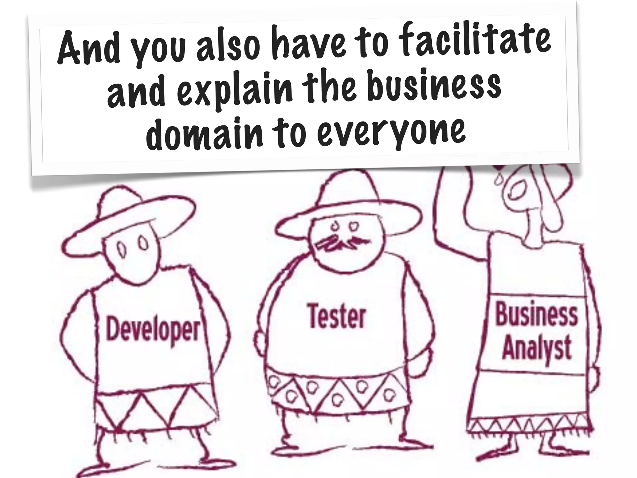 An d yo u a ls o h ave to faci li tate
a n d e x p la in th e b usi ne ss
dom a in to e ve r yo ne

 