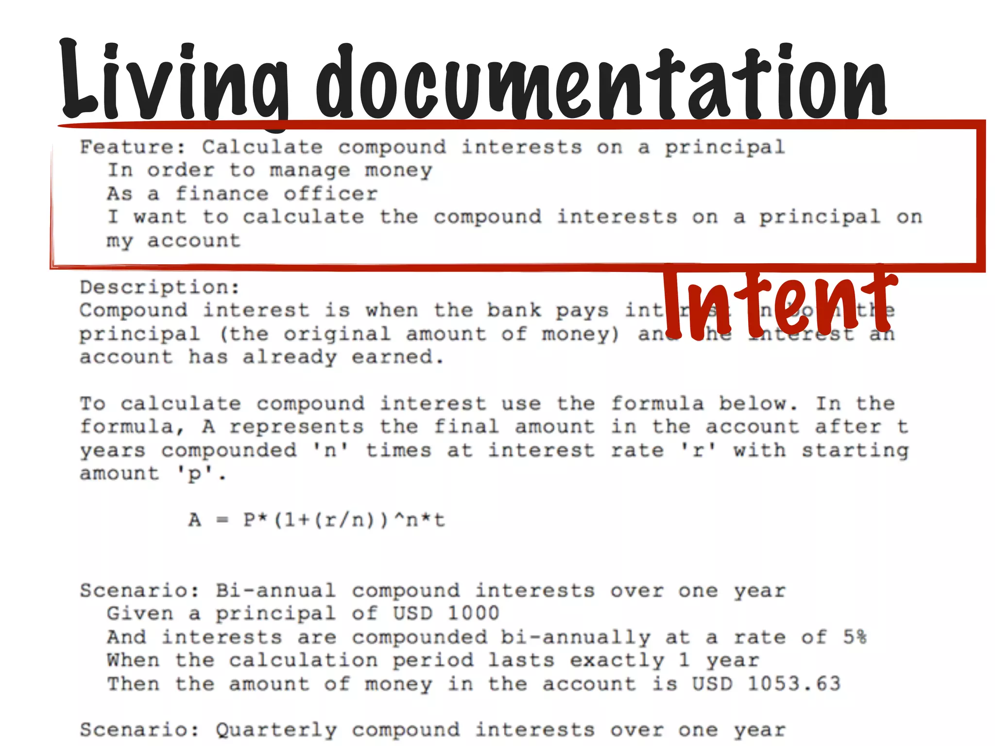 Living documentation
I n te n t

 