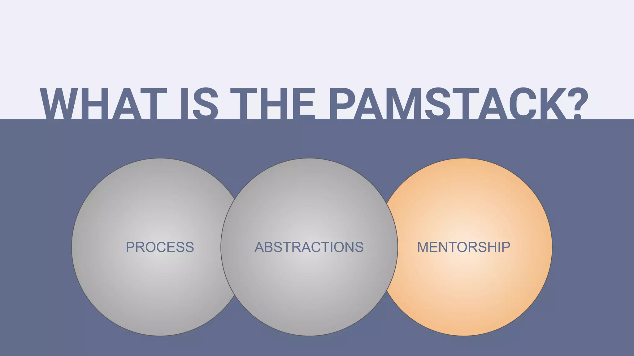 WHAT IS THE PAMSTACK?
PROCESS MENTORSHIPABSTRACTIONS
 