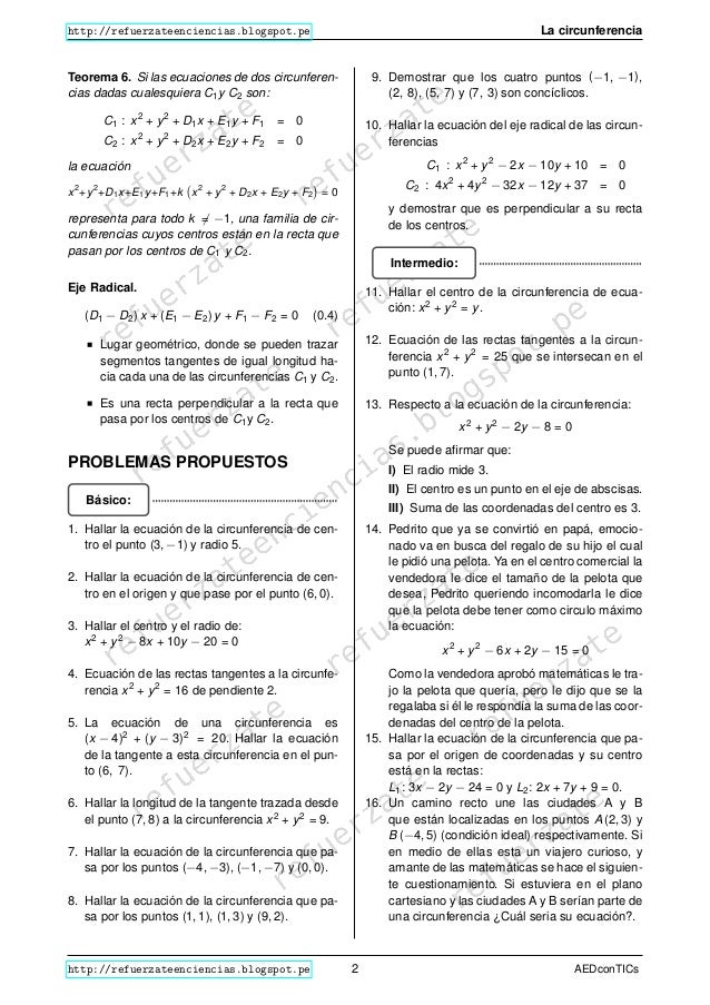 Circunferencia En Geometria Analítica