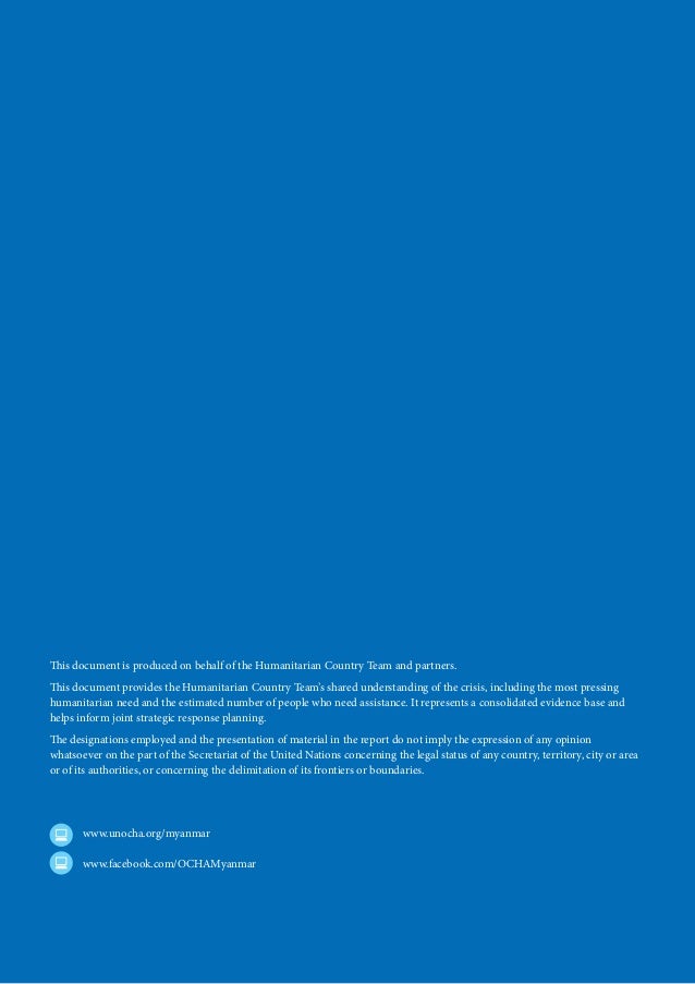 MYANMAR HUMANITARIAN NEED OVERVIEW 2016