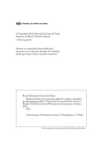 Refencial básico de governança tcu | PDF