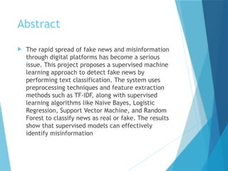Fake News Detection Using Supervised Machine Learning Models for Text ...