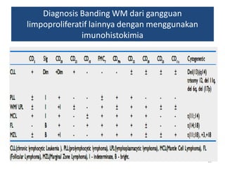 Diagnosis Banding WM dari gangguan
limpoproliferatif lainnya dengan menggunakan
imunohistokimia

28

 