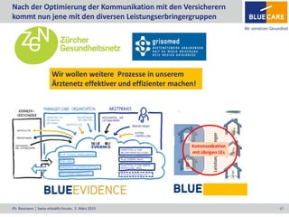 Ph. Baumann ¦ Swiss eHealth Forum, 5. März 2015 17
Nach der Optimierung der Kommunikation mit den Versicherern
kommt nun jene mit den diversen Leistungserbringergruppen
 
