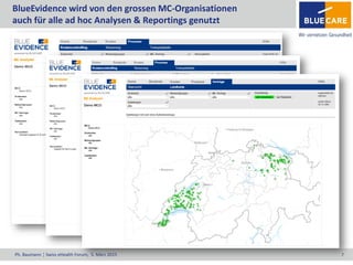Ph. Baumann ¦ Swiss eHealth Forum, 5. März 2015 7
BlueEvidence wird von den grossen MC-Organisationen
auch für alle ad hoc Analysen & Reportings genutzt
 