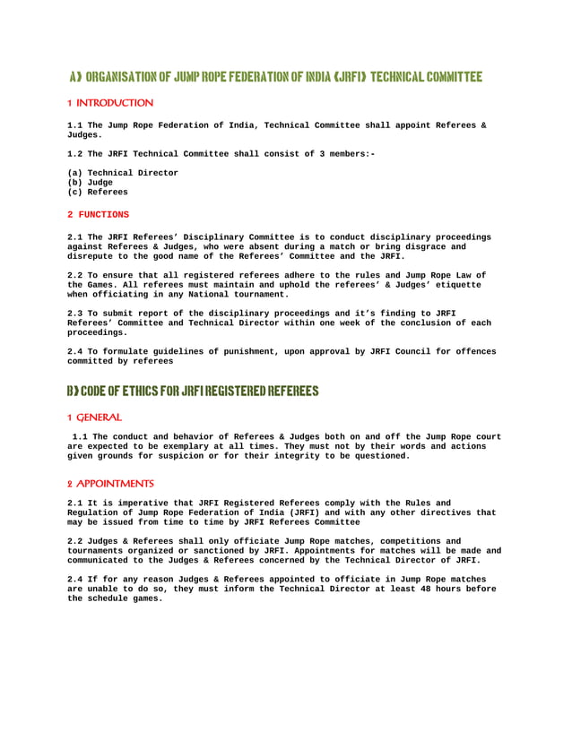 Referees Code Of Ethics | PDF