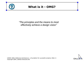 What is it - OMG? “ The principles and the means to most effectively achieve a design vision” 