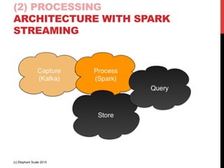 (2) PROCESSING
ARCHITECTURE WITH SPARK
STREAMING
(c) Elephant Scale 2015
 