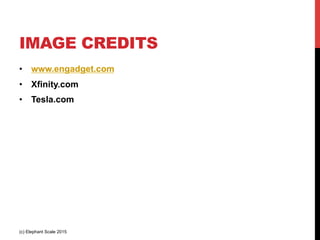 IMAGE CREDITS
•  www.engadget.com
•  Xfinity.com
•  Tesla.com
(c) Elephant Scale 2015
 