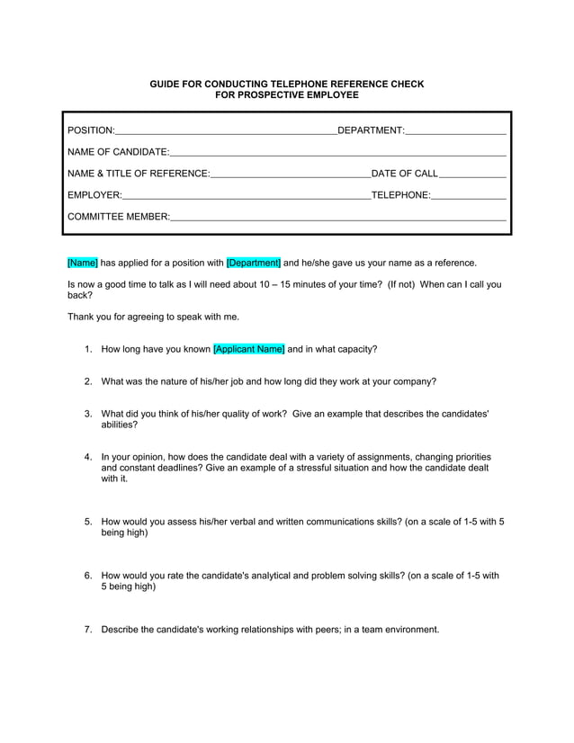 Reference check questions_144 | PDF