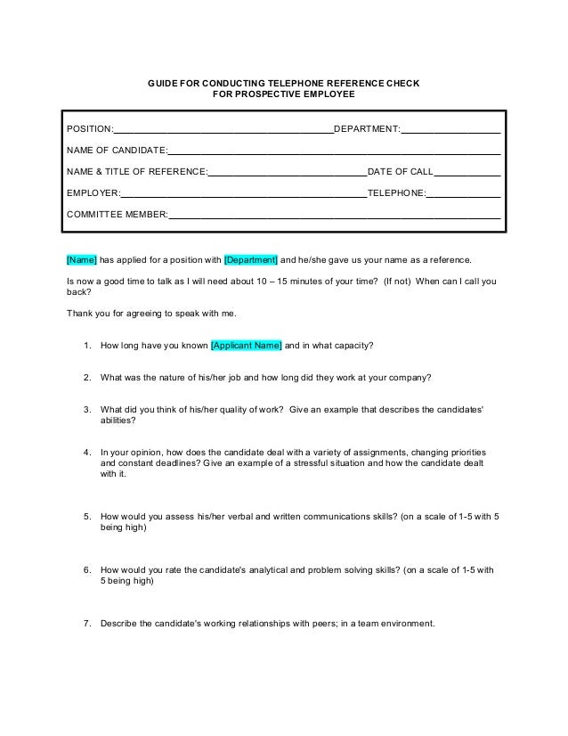 reference check questions_144 telephone reference