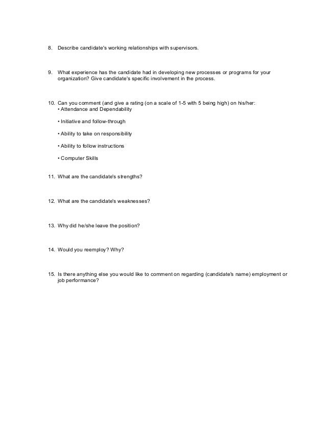 reference check questions 144 describe working relationship