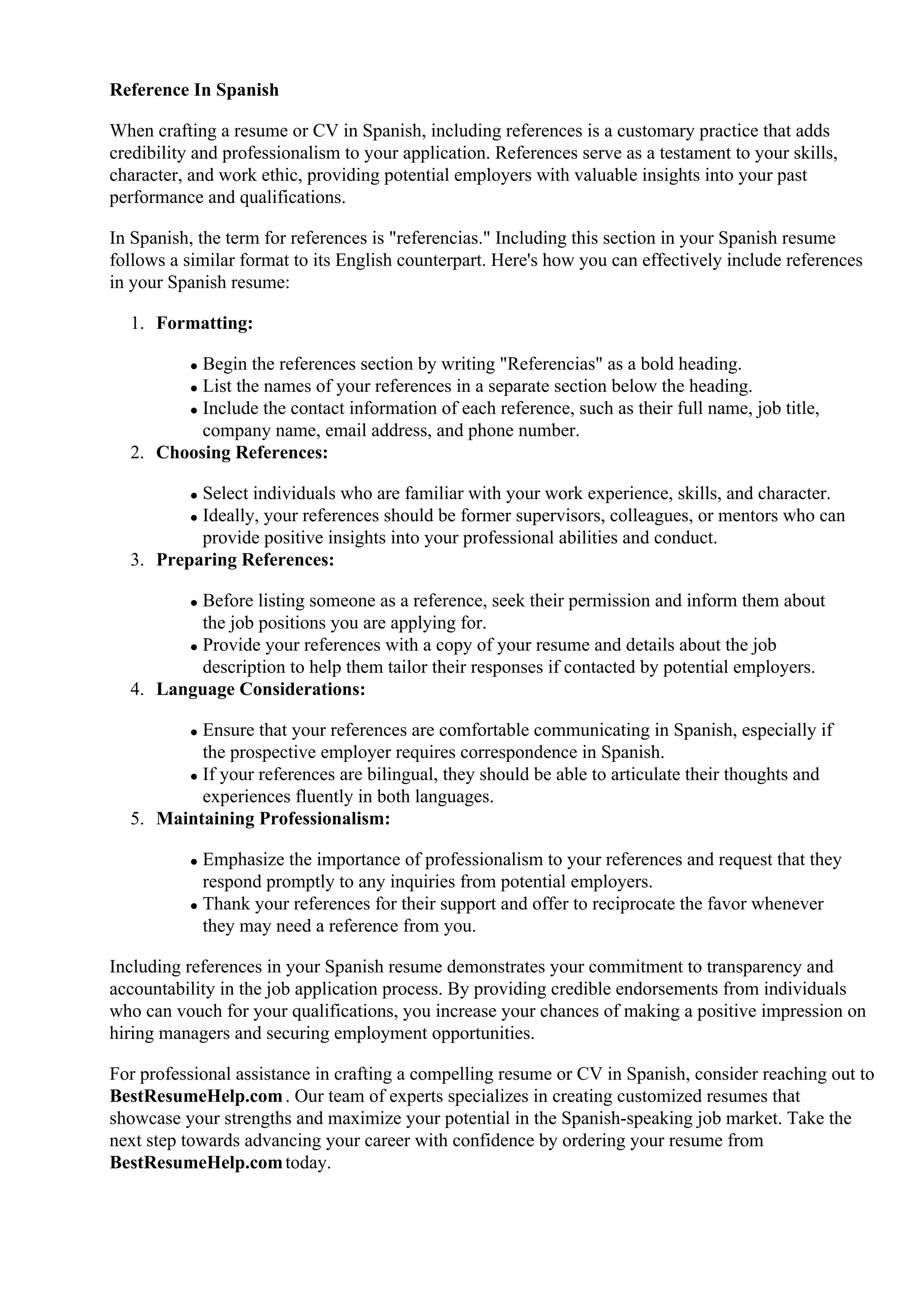 Reference In Spanish | PDF