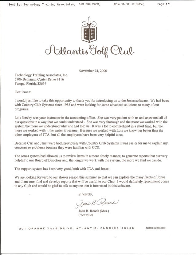 Reference Letter Atlantis Golf Club Joan