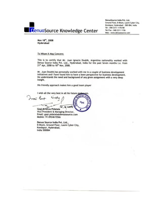 Reference letter - CEO Denuosource Ltd.
