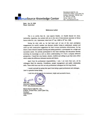 Reference Letter - Project Manager - DenuoSource Ltd.