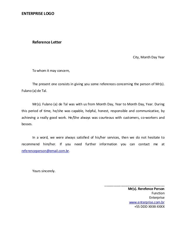 reference letter model letter models