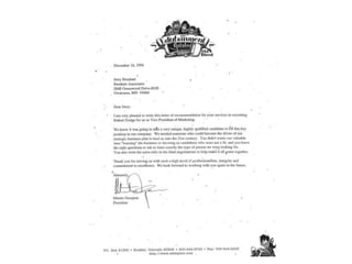 Bernhart Associates' Reference Letters