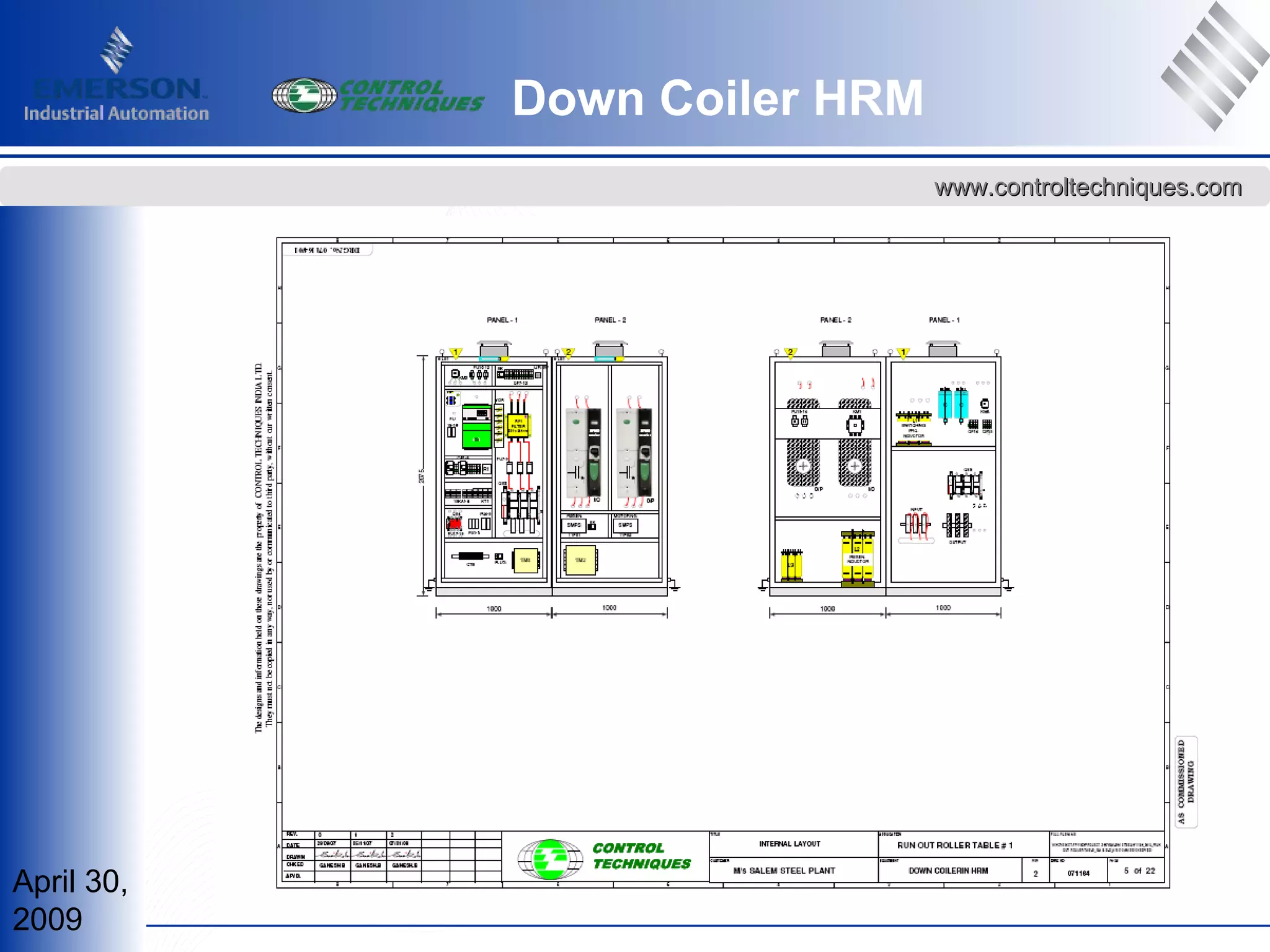 April 30,
2009
www.controltechniques.comwww.controltechniques.com
Down Coiler HRM
 